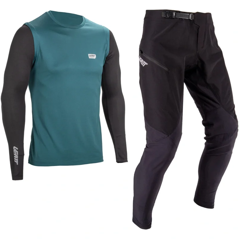 Komplet rowerowy koszulka + spodnie Leatt Ride Kit MTB 1.0 teal Tylko do końca tygodnia