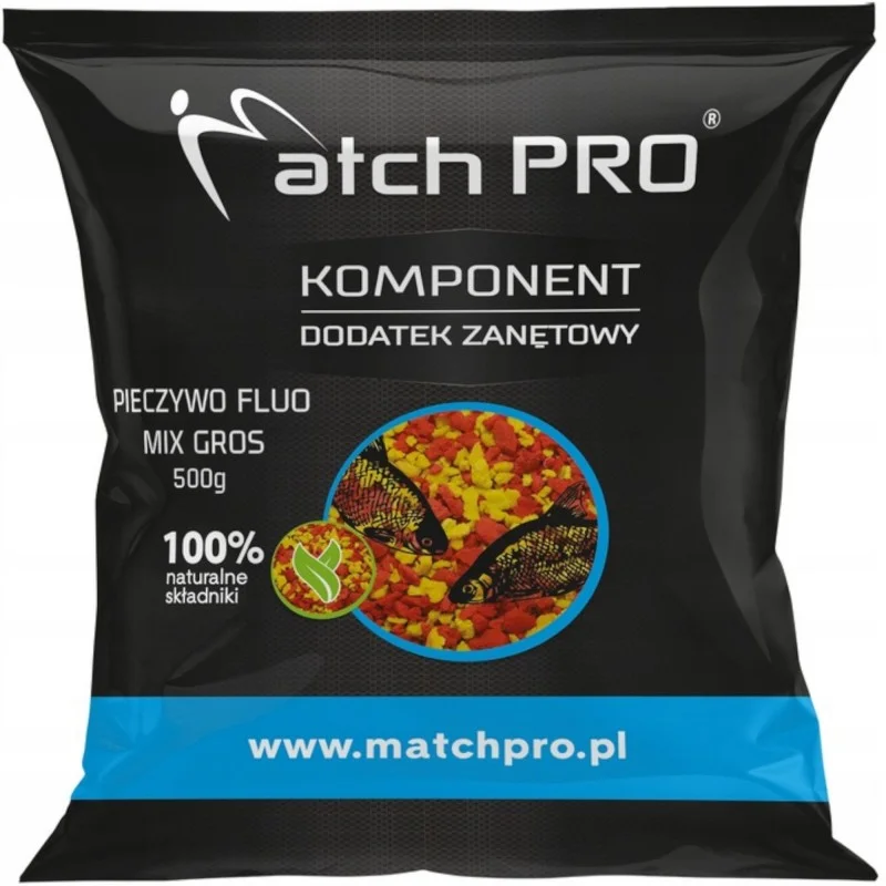 Nowość Dodatek Do Zanęt MatchPro Top Pieczywo Fluo Mix Gros Żółto-Czerwone 500g