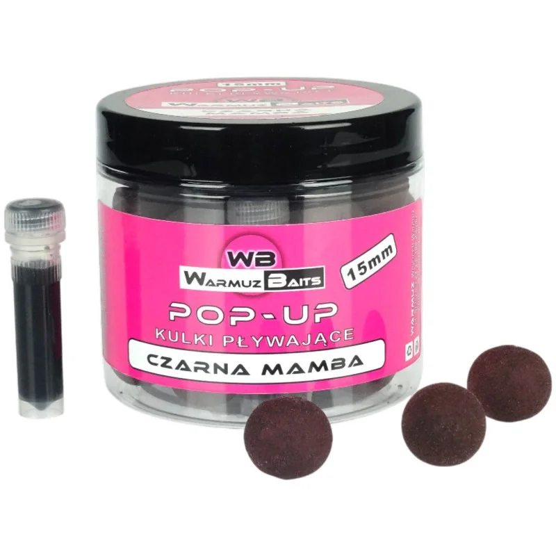 Kulki Warmuz Baits Pop Up Czarna Mamba 15mm 150ml + Dopalacz Popularny