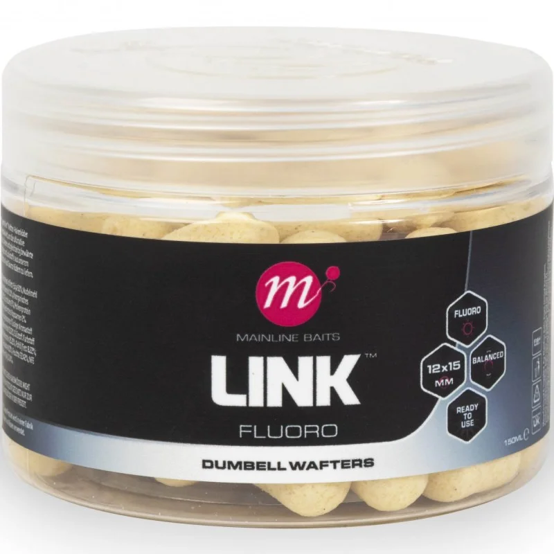 Kulki Mainline Link Fluoro Dumbell Wafters 12x15mm White Nowy
