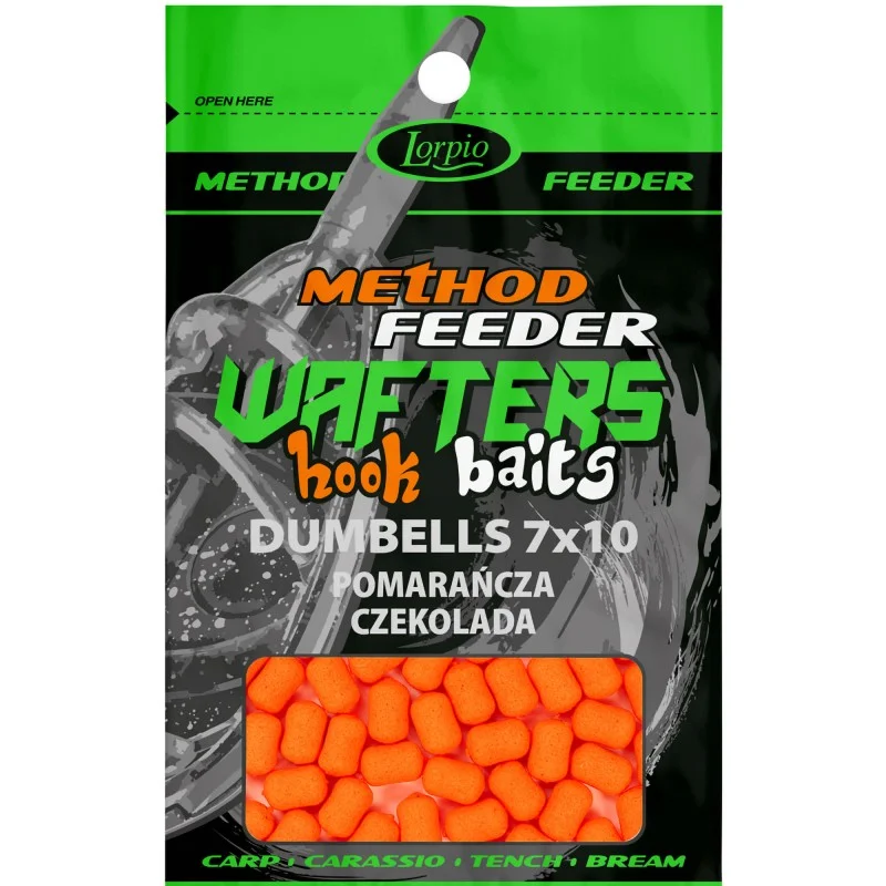 Kulki Lorpio Hook Baits Wafters Dumbells 7x10mm Pomarańcza Czekolada 15g Popularny