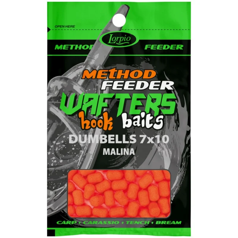 Nie przegap Kulki Lorpio Hook Baits Wafters Dumbells 7x10mm Malina 15g
