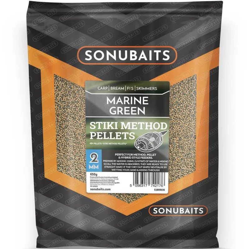 Obniżka ceny Pellet Sonubaits Marine Green Stiki Method Pellets 2mm 650g