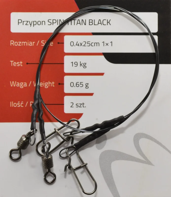 Premium Przypon SPIN TITAN BLACK 25cm 2szt Matchpro 19kg
