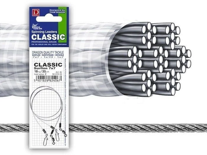 Nowość Przypon Dragon American Fishing Wire 7 x 7 Surflon 9 kg LIGHT 30cm