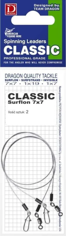 Oferta limitowana Przypon Dragon American Fishing Wire 7 x 7 Surflon 18kg Classic 15cm