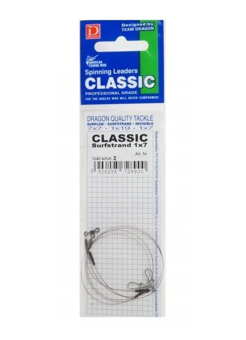 Darmowy zwrot Przypon DRAGON American Fishing Wire 1 x 7 Surflon Classic 9 kg 25 cm 2 szt.