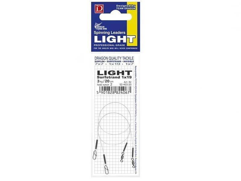 Bestseller Przypon DRAGON American Fishing Wire 7 x 7 Surfstrand 9 kg LIGHT 15 cm