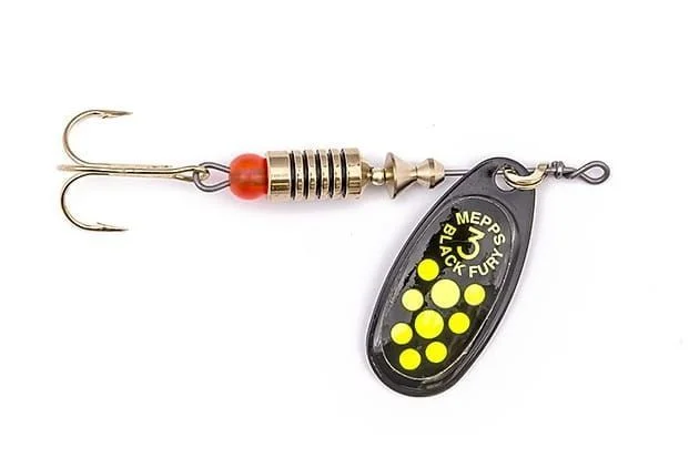 Tani Mepps BLACK FURY czarny / seledynowe kropki 3
