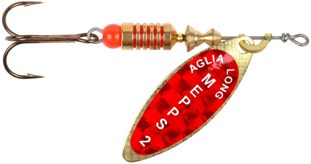 Łatwy zwrot Obrotówka Mepps Aglia Long Redbo/Złota Nr 2 7g