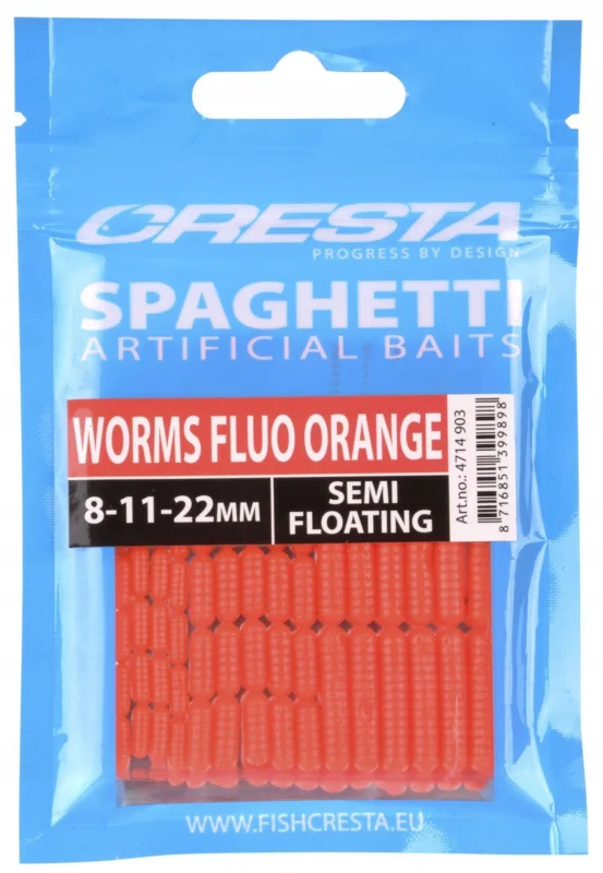 Cresta Spaghetti Worms Sztuczne Robaki Fluo Orange Wysoka jakość