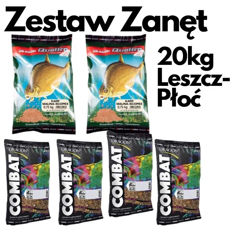 Zestaw ZanętDragon Płoć Leszcz Lin Karaś 20kg Obniżka ceny