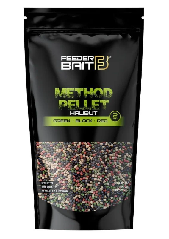 Łatwy zwrot Pellet Feeder Bait 2mm / 800g - Halibut - Green&Black&Red