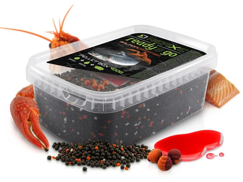 Pellet box Delphin Reaxe READY&GO, Łosoś-Rak/400g Ostatnie sztuki