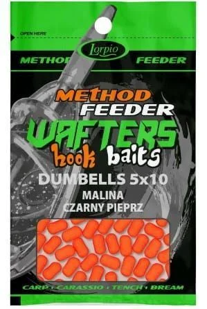 Super okazja Przynęta Lorpio Hook Baits Wafters Dumbells 5x10mm Malina/Pieprz 15g