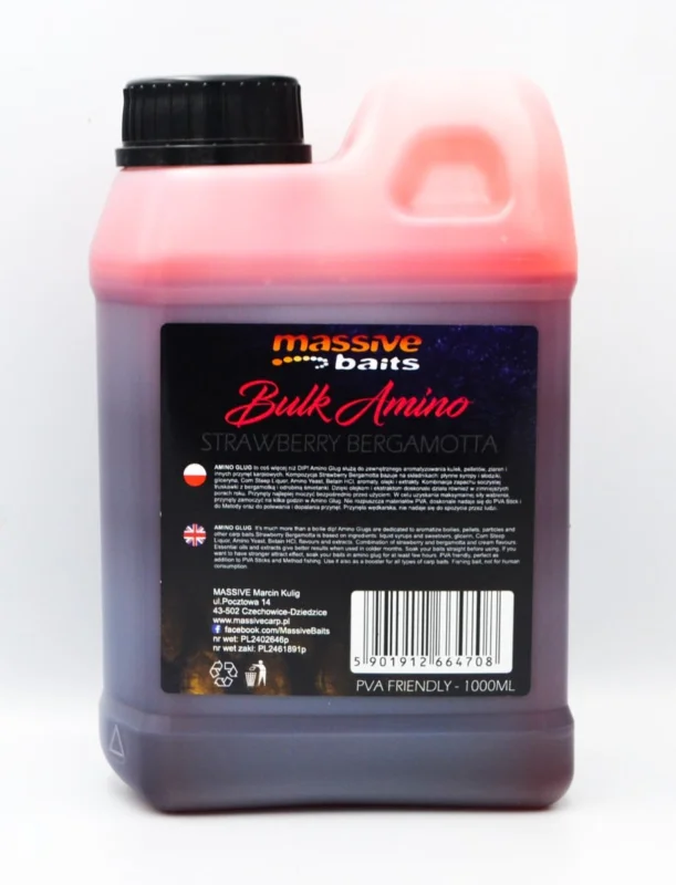 Oferta Massive Baits Liquid’s Bulk Amino Strawberry Bergamotta 1L
