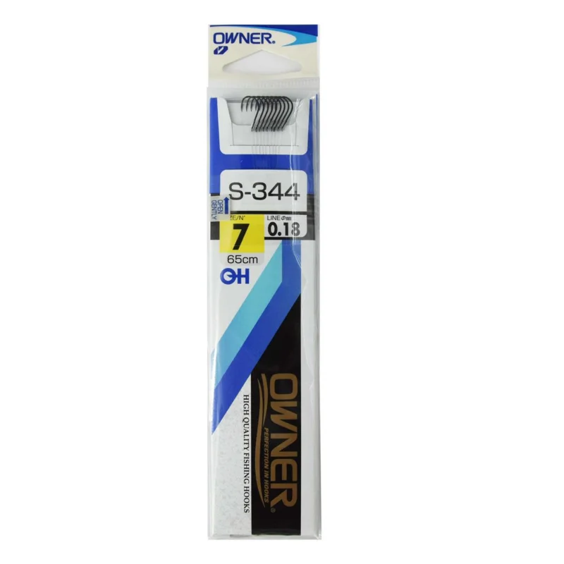 Haczyki z przyponem Owner S344 rozmiar 7 - czarny Tani