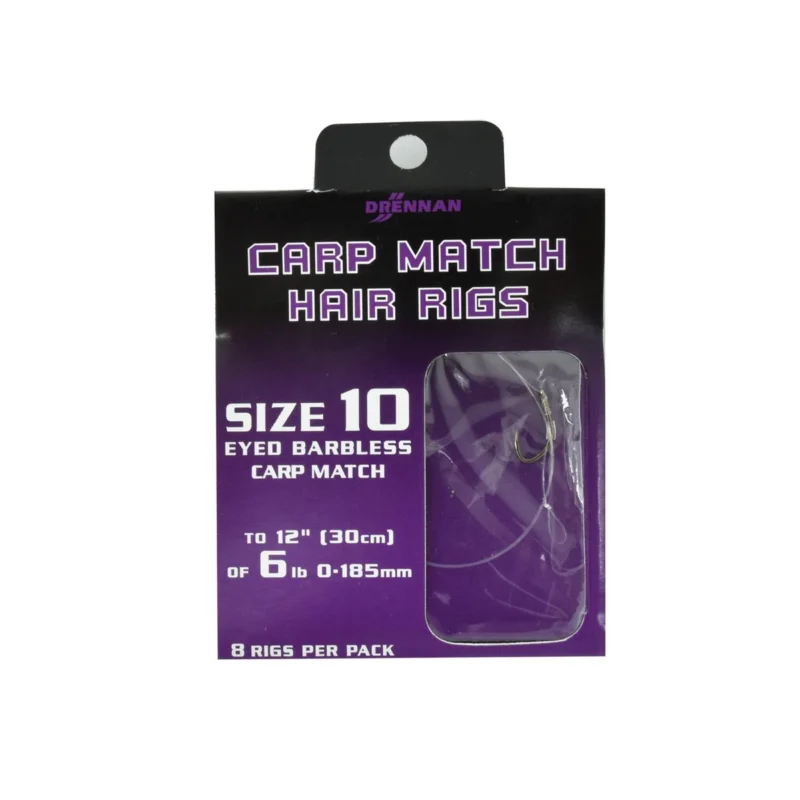 Ograniczona ilość Haczyki bezzadziorowe z przyponem Drennan Carp Match 0.185mm rozmiar 10 8 sztuk