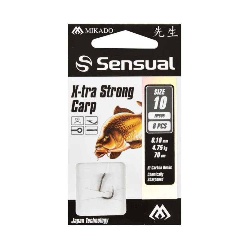 Oferta czasowa Haczyki z przyponem Mikado z przyponem X-Tra S.Carp rozmiar 10 8 sztuk