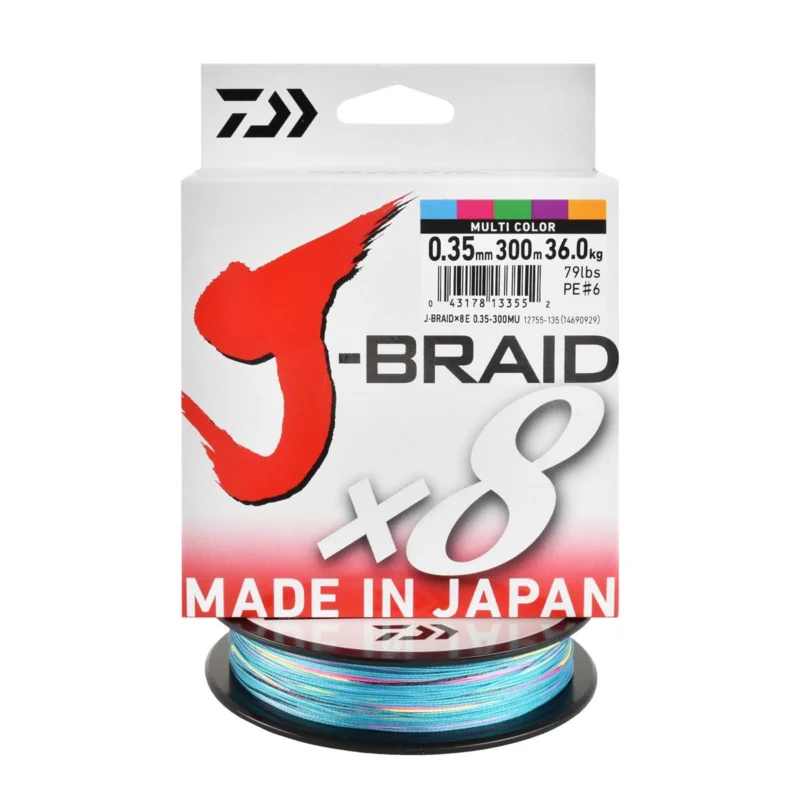 Plecionka morska Daiwa J-Braid X8 multi-color 0.35mm 300m Szybka dostawa