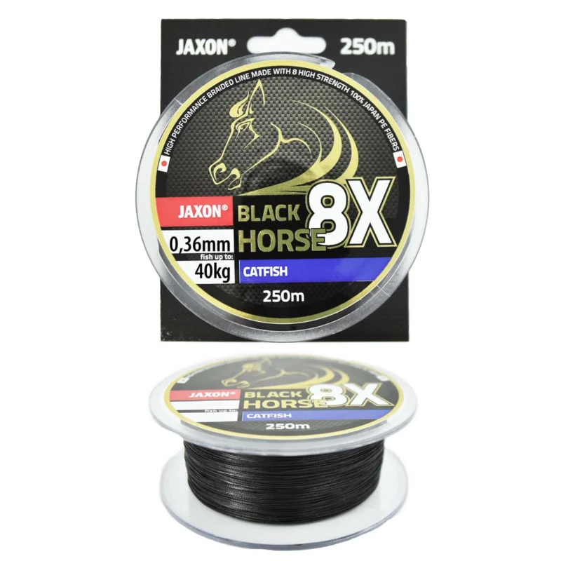 Plecionka sumowa Jaxon Black Horse 8X Catfish 0.36mm 250m Bezpieczna płatność