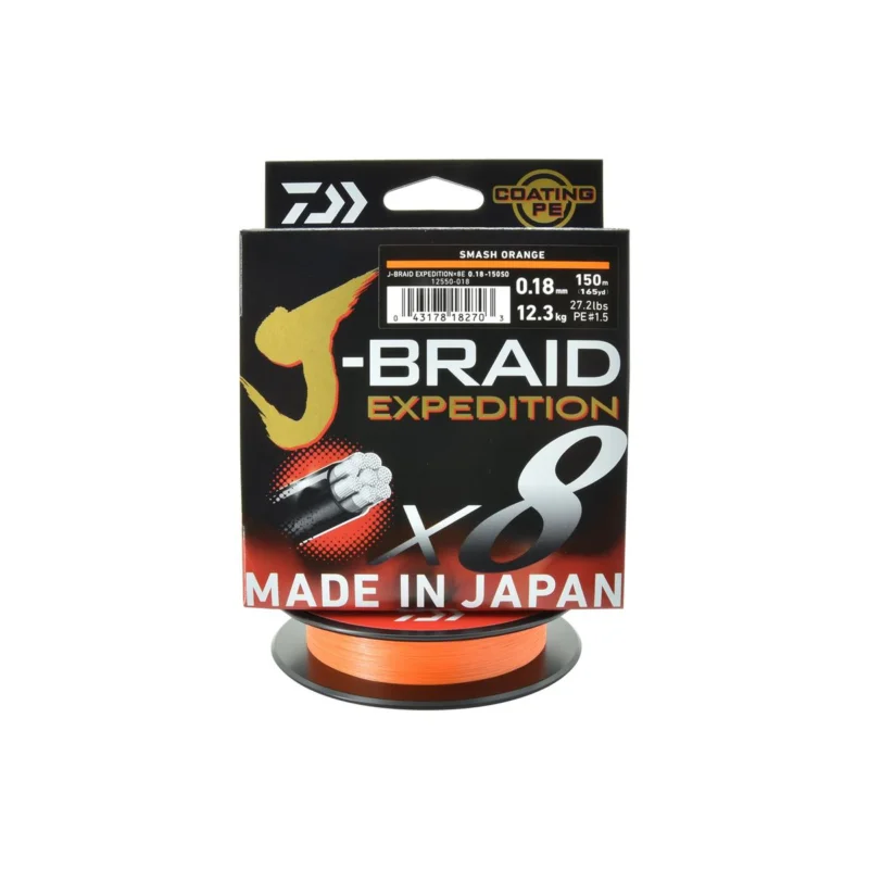 Plecionka spinningowa Daiwa J-Braid Expedition X8E 0.18mm 150m kolor smash orange Cena promocyjna