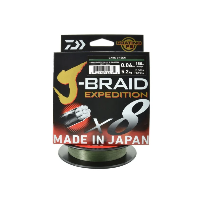 Rabat Plecionka spinningowa Daiwa J-Braid Expedition X8E 0.06mm 150m kolor deep green