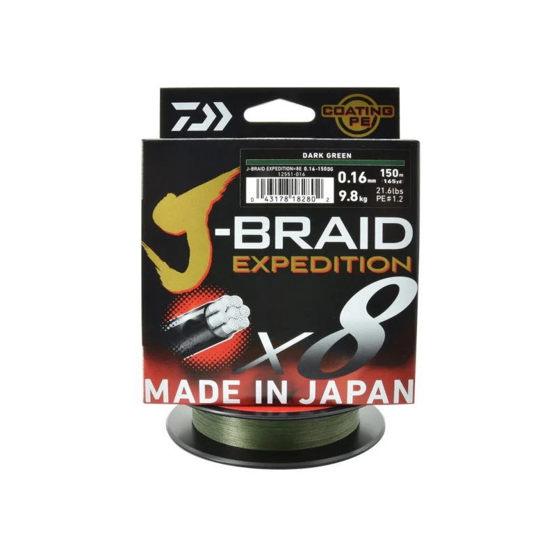 Plecionka spinningowa Daiwa J-Braid Expedition X8E 0.16mm 150m kolor deep green Oferta