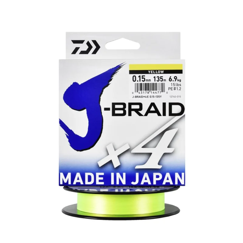 Plecionka spinningowa Daiwa J-Braid X4E yellow 0.15mm 135m Szybka dostawa