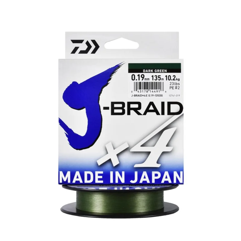 Plecionka spinningowa Daiwa J-Braid X4E ciemnozielona 0.19mm 135m Bestseller