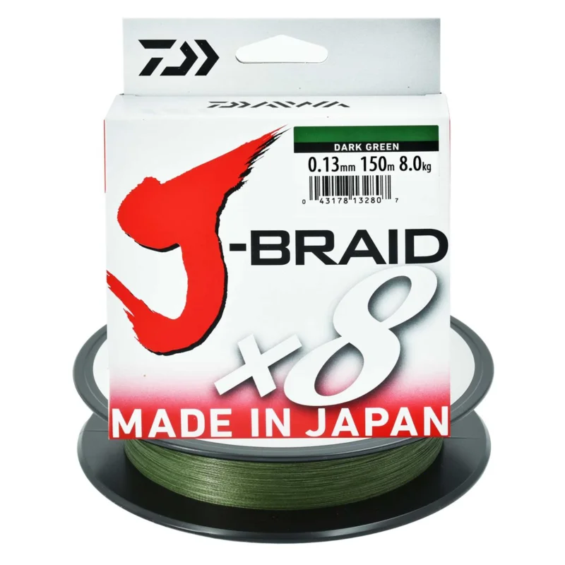 Plecionka spinningowa Daiwa J-Braid X8 ciemnozielona 0.13mm 150m Okazja