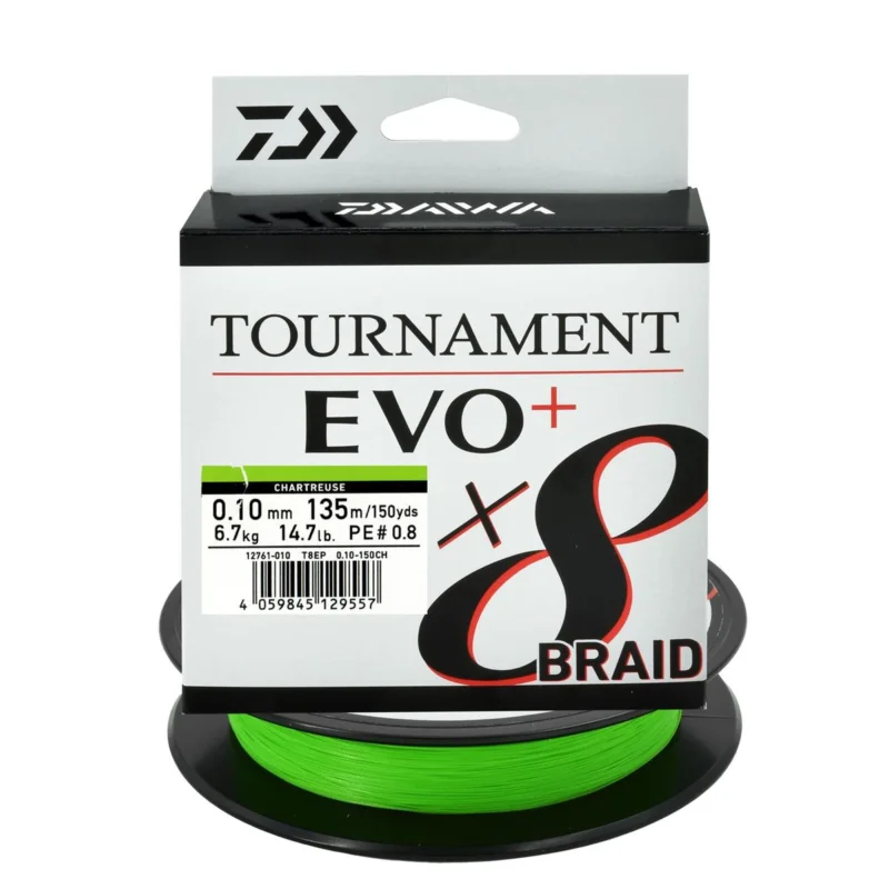 Łatwy zwrot Plecionka spinningowa Daiwa Tournament X8 Evo 0.10mm 135m chartreuse