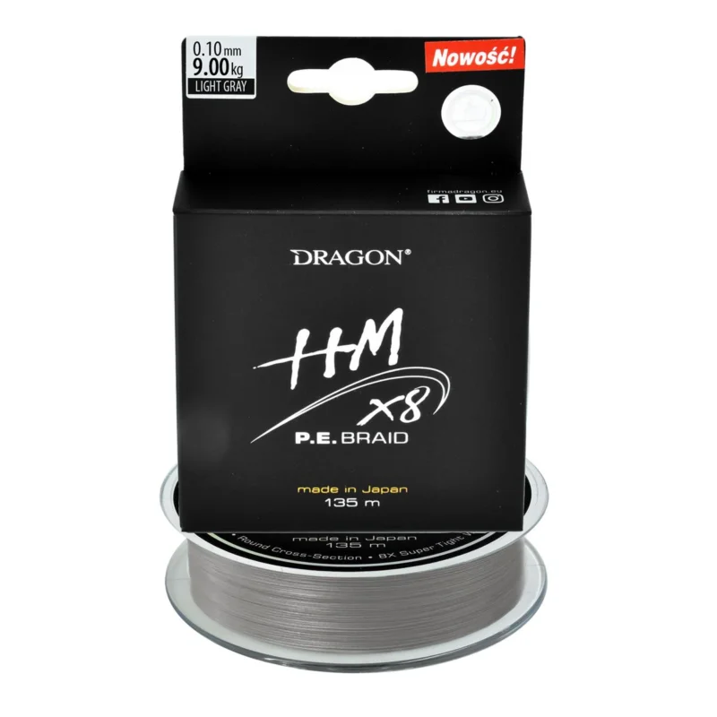 Premium Plecionka spinningowa Dragon HM X8 P.E. 0.10mm 135m jasnoszara
