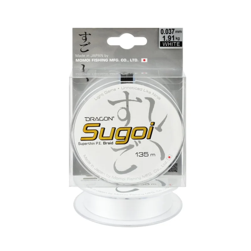 Obniżka ceny Plecionka spinningowa Dragon Sugoi Superthin 0.037mm 135m biała