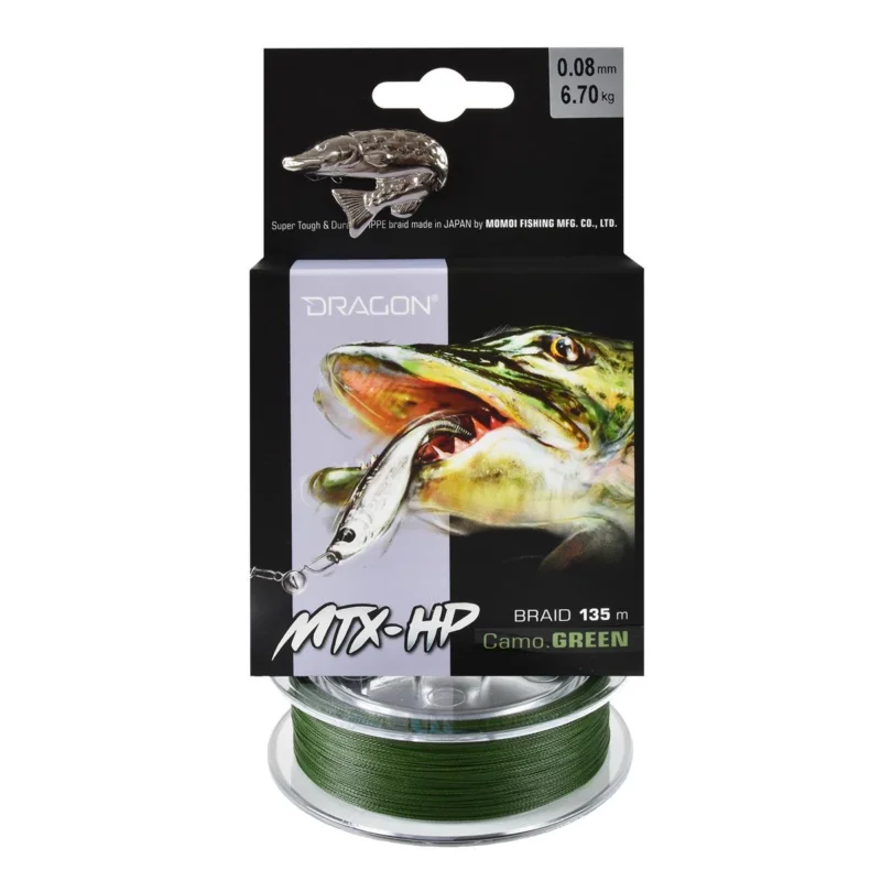 Ograniczona ilość Plecionka spinningowa Dragon MTX-HP Camo Green 0.08mm 135m