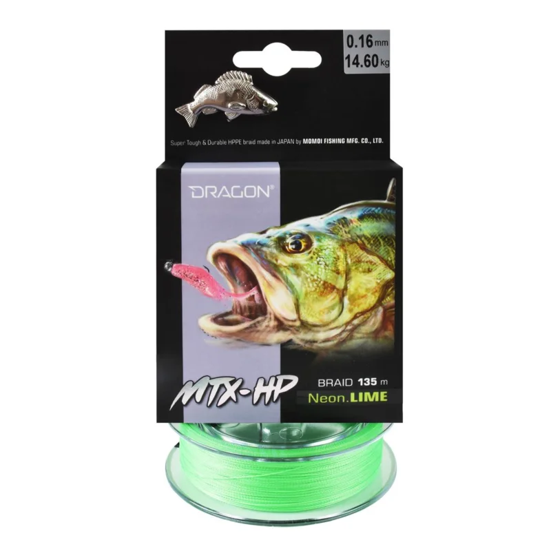 Szybka dostawa Plecionka spinningowa Dragon MTX-HP Neon Lime 0.16mm 135m