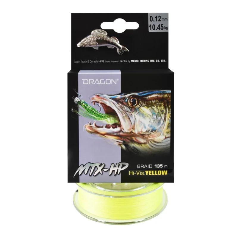 Najlepsza cena Plecionka spinningowa Dragon MTX-HP Hi-Vis Yellow 0.12mm 135m