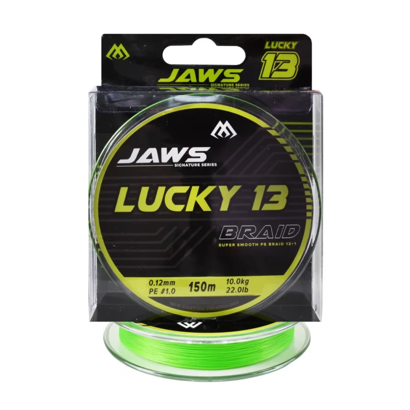 Łatwy zwrot Plecionka spinningowa Mikado JAWS Lucky13 0.12mm 150m zielona fluo