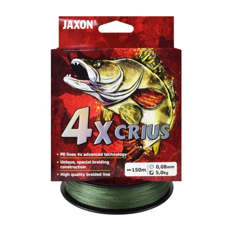 Plecionka spinningowa Jaxon Crius 4X ciemnozielona 0.08mm 150m Ograniczona ilość