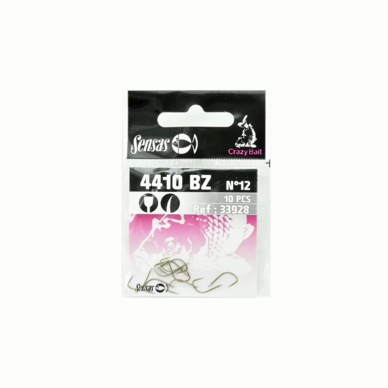 Haczyki karpiowe, bezzadziorowe Sensas Crazy Bait 4410 rozmiar 12 czarny nikiel 10 sztuk Do wyczerpania zapasów