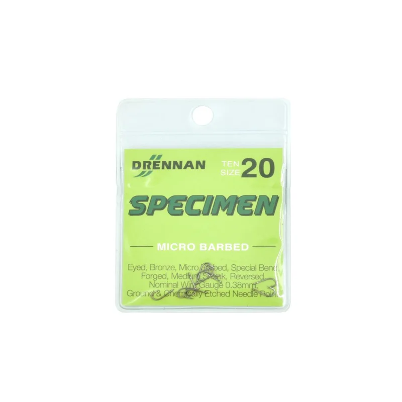 Nie przegap Haczyki feederowe, spławikowe Drennan Specimen rozmiar 20 10 sztuk