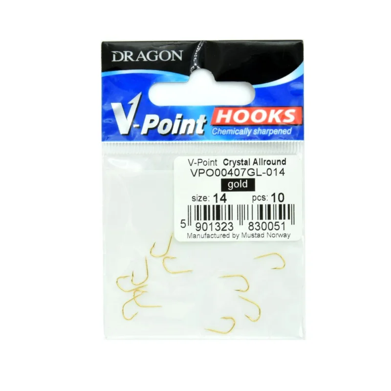 Haczyki spławikowe Dragon V-Point 00407GL rozmiar 14 10 sztuk Ostatnie sztuki