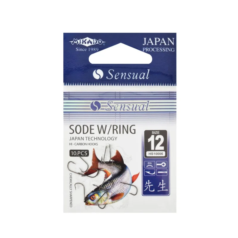 Haczyki spławikowe, feederowe z oczkiem Mikado Sensual Sode Ring rozmiar 12 czarny nikiel 10 sztuk Bestseller