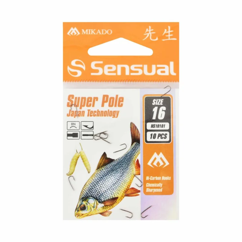 Haczyki spławikoweMikado Sensual Super Pole rozmiar 16 czarny nikiel 10 sztuk Ekspresowa dostawa