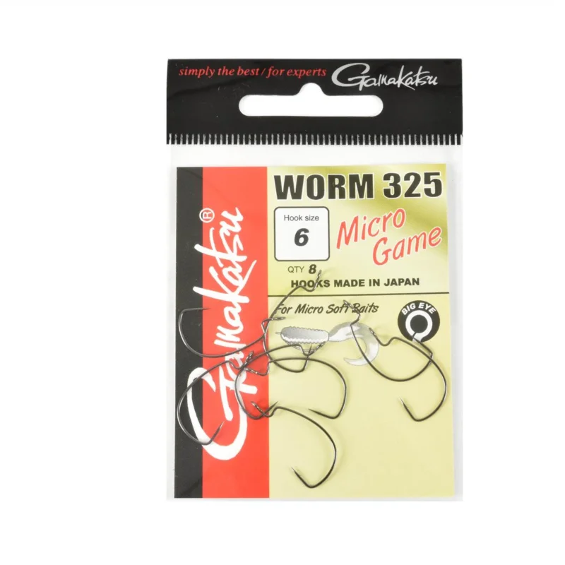 Cena promocyjna Haczyki spinningowe Gamakatsu WORM325 rozmiar 6 czarne 8 sztuk