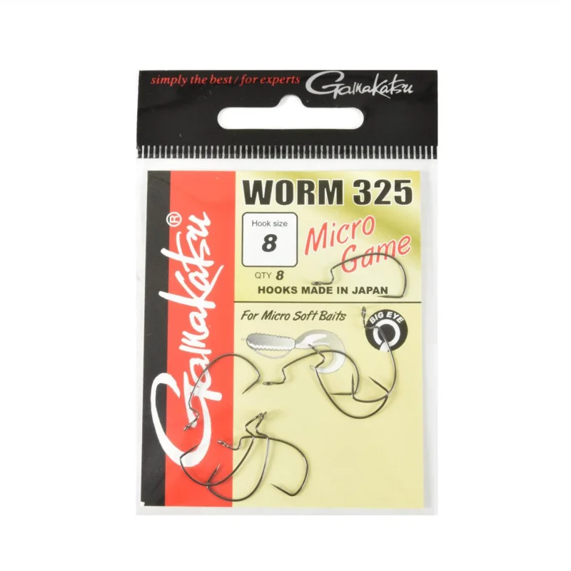 Haczyki spinningowe Gamakatsu WORM325 rozmiar 8 czarne 8 sztuk Ekspresowa dostawa