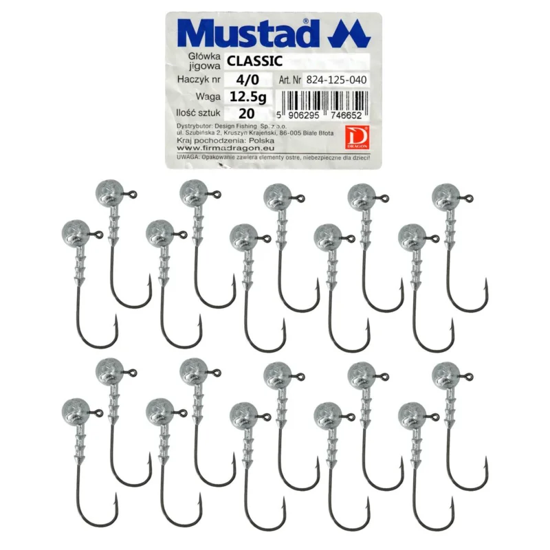Główka jigowa spinningowa Mustad Classic #4/0 12.5g 20 sztuk Nowy