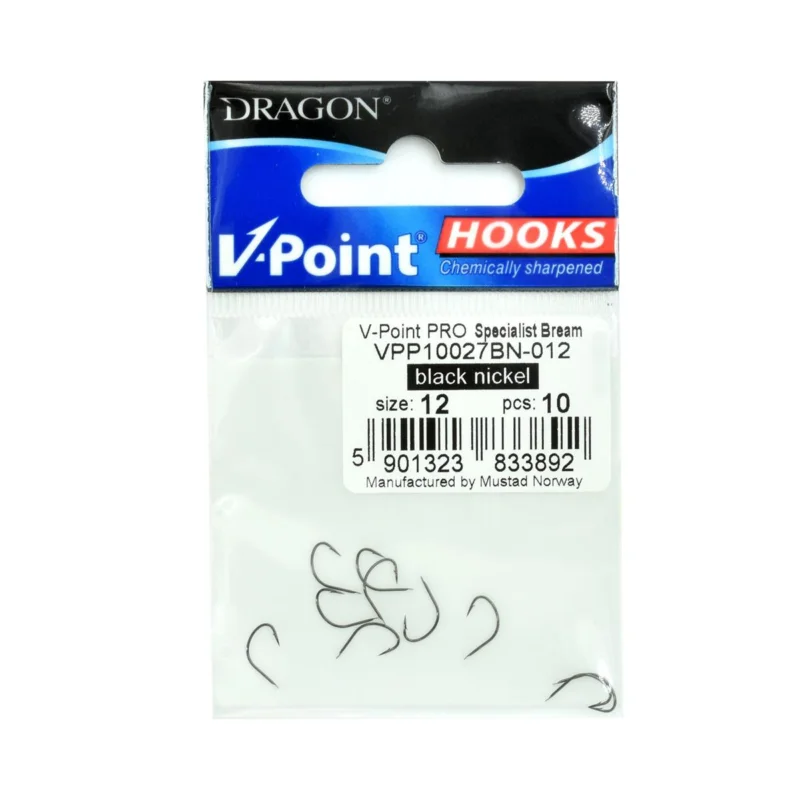 Bestseller Haczyki feederowe, spławikowe Dragon V-Point Pro 10027BN rozmiar 12 10 sztuk