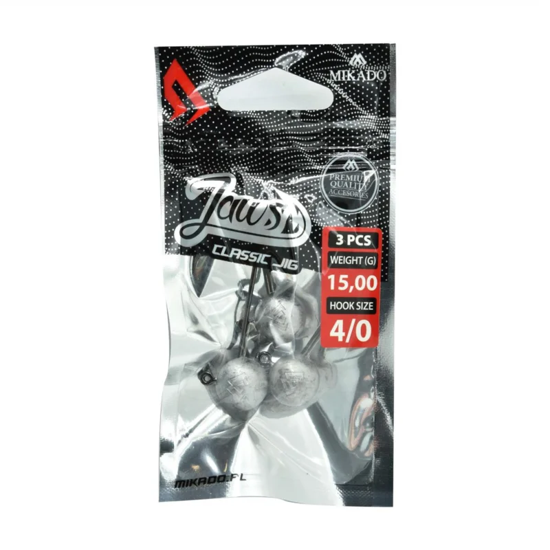 Główka jigowa spinningowa Mikado Jaws Classic rozmiar 4/0 15g 3 sztuki Bezpieczna płatność