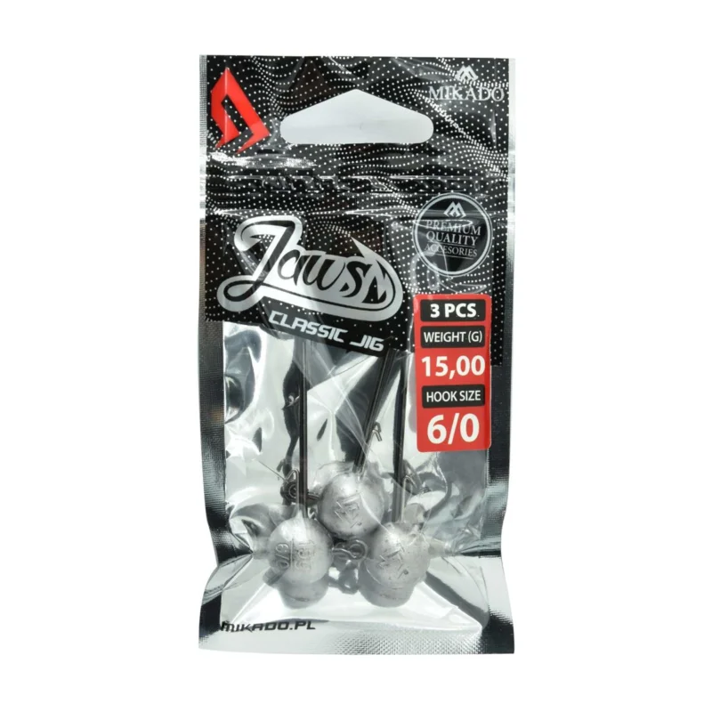 Szybka dostawa Główka jigowa spinningowa Mikado Jaws Classic rozmiar 6/0 15g 3 sztuki